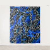 六角のモザイクまたは魚の鱗状の黒から王室の青 タペストリー (正面)