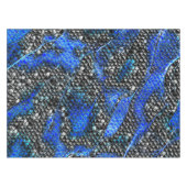 六角のモザイクまたは魚の鱗状の黒から王室の青 テーブルクロス (正面(横))