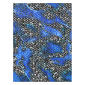 六角のモザイクまたは魚の鱗状の黒から王室の青 テーブルクロス (正面)