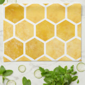 六角イエローハニカムキッチンタオル キッチンタオル (折り畳み)