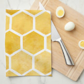 六角イエローハニカムキッチンタオル キッチンタオル (四つ折り)