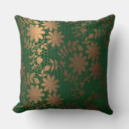 六角エレガント格子の青銅色の花 クッション
