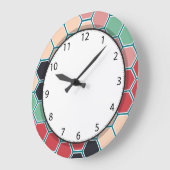 六角カラフル形パターン ラージ壁時計 (傾斜)