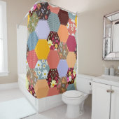 六角カラフル花キルティングデザイン シャワーカーテン (インサイチュ)