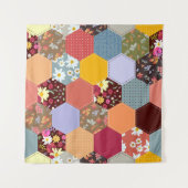 六角カラフル花キルティングデザイン タペストリー (正面(横))