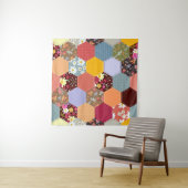 六角カラフル花キルティングデザイン タペストリー (インサイチュ(横))