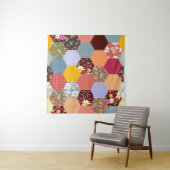 六角カラフル花キルティングデザイン タペストリー (インサイチュ)