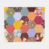 六角カラフル花キルティングデザイン フリースブランケット (正面(横))