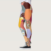 六角カラフル花キルティングデザイン レギンス (左)