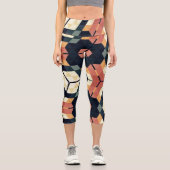 六角カラフル角幾何学模様 カプリレギンス (正面)