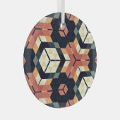 六角カラフル角幾何学模様 ガラスオーナメント (正面右)