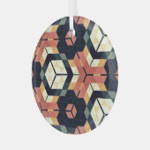 六角カラフル角幾何学模様 ガラスオーナメント (正面左)