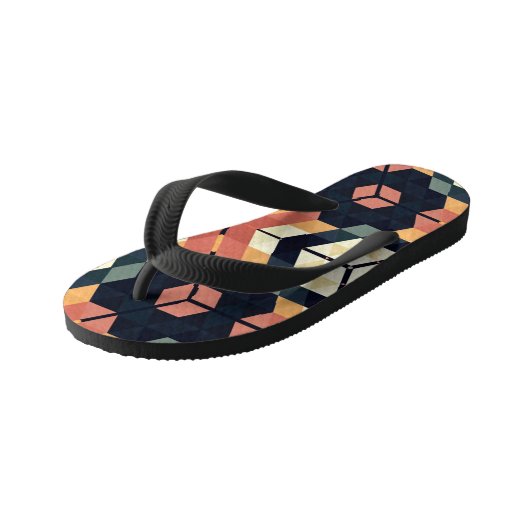 六角カラフル角幾何学模様 キッズビーチサンダル (アングル)