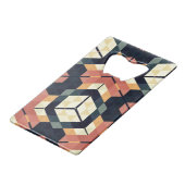 六角カラフル角幾何学模様 クレジットカード栓抜き (正面アングル)