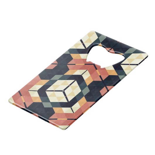 六角カラフル角幾何学模様 クレジットカード栓抜き (正面アングル)