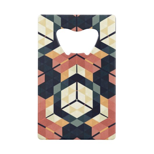 六角カラフル角幾何学模様 クレジットカード栓抜き (裏面)