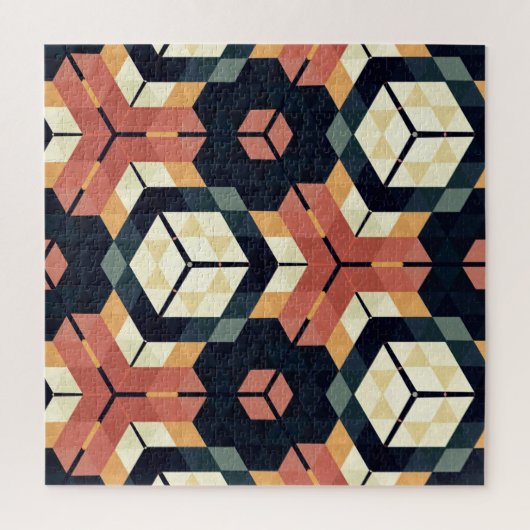 六角カラフル角幾何学模様 ジグソーパズル (縦)