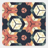 六角カラフル角幾何学模様 スクエアシール (正面)
