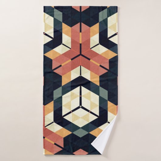 六角カラフル角幾何学模様 バスタオル (バスタオル)