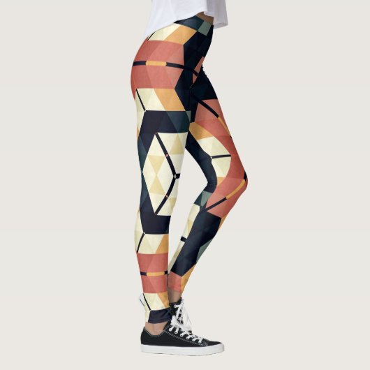 六角カラフル角幾何学模様 レギンス (右)