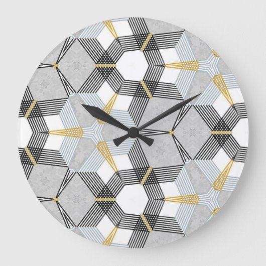 六角カラフル角：ジオメトリック万華鏡のように千変万化するパターン。 ラージ壁時計 (正面)