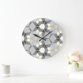 六角カラフル角：ジオメトリック万華鏡のように千変万化するパターン。 ラージ壁時計 (ホーム)