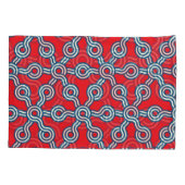 六角グリッド、赤い青、幾何学的パターン。 枕カバー (裏面)