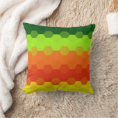 六角グリーンライムオレンジレッドイエローレトロストライプズ クッション (ブランケット)