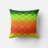 六角グリーンライムオレンジレッドイエローレトロストライプズ クッション (裏面)