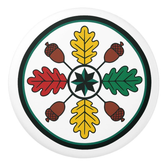 六角サインペンシルバニアオランダオークリーフセラミックノブ セラミックノブ (正面)