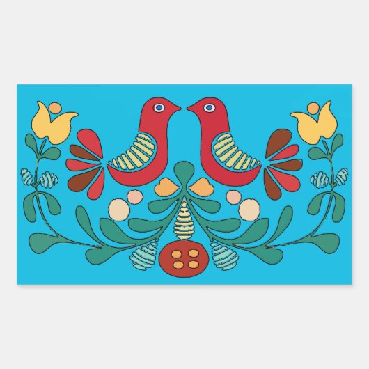 六角サイン、愛する鳥、 長方形シール (正面)
