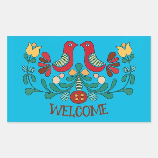 六角サイン、愛の鳥、追加文字、長方形ステッカー 長方形シール (正面)