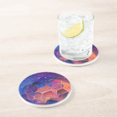 六角ジオメトリックカラー宇宙デザインブルーパープル コースター (側面)