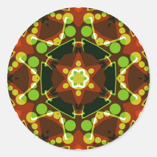 六角スター幾何学的アートステッカー ラウンドシール (正面)