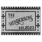 六角タイルプリントパーソナライズされたガラス切断板 カッティングボード (正面)