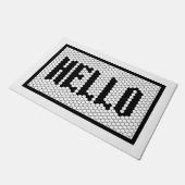 六角タイル白黒helloモダンデザイン ドアマット (アングル)