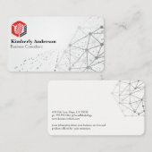 六角テックモダンロゴ | ネットワークの背景 名刺 (正面/裏面)