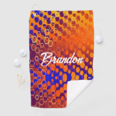 六角パターン（青とオレンジ） ゴルフタオル (インサイチュ)