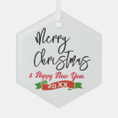 六角パーソナライズされたオーナメントメリークリスマス ガラスオーナメント (正面)