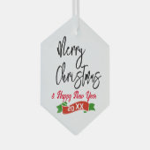 六角パーソナライズされたオーナメントメリークリスマス ガラスオーナメント (正面右)