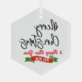 六角パーソナライズされたオーナメントメリークリスマス ガラスオーナメント (裏面)