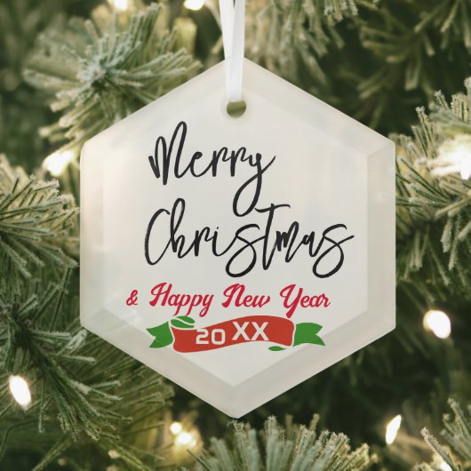 六角パーソナライズされたオーナメントメリークリスマス ガラスオーナメント (インサイチュ)