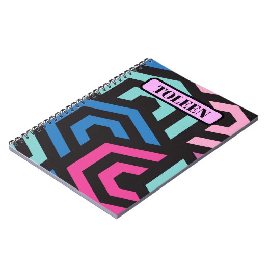 六角パーソナライズされた幾何学模様 ノートブック (左側)