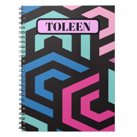 六角パーソナライズされた幾何学模様 ノートブック (正面)