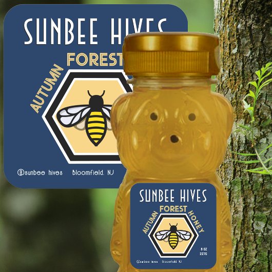 六角ビーモダンブルーハニーラベル スクエアシール