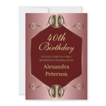 六角ピンクレッドおよび金ゴールド幾何学的誕生日