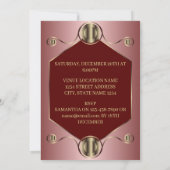 六角ピンクレッドおよび金ゴールド幾何学的誕生日 招待状 (裏面)