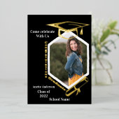 六角フォト卒業パーティー 箔招待状 (立ち正面)