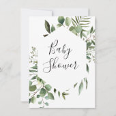 六角フレーム緑サファリベイビーシャワー 招待状 (裏面)