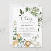 六角フレーム緑サファリベイビーシャワー 招待状 (正面)